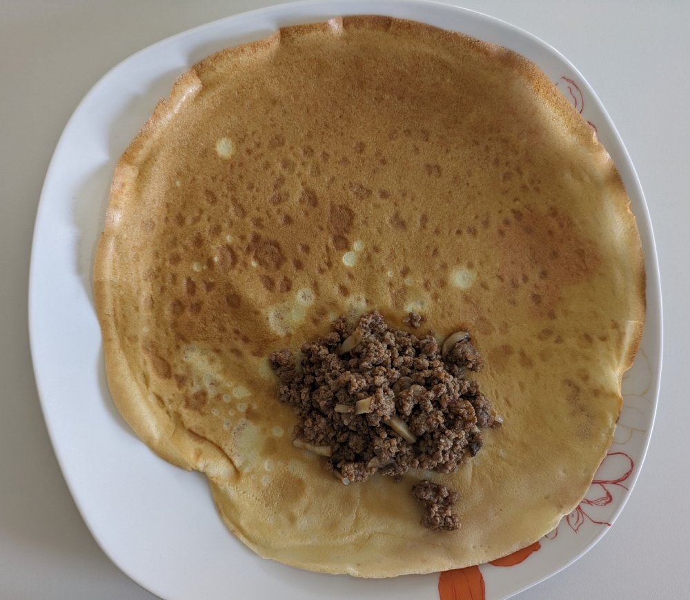 Crepes with Meat and Mushrooms