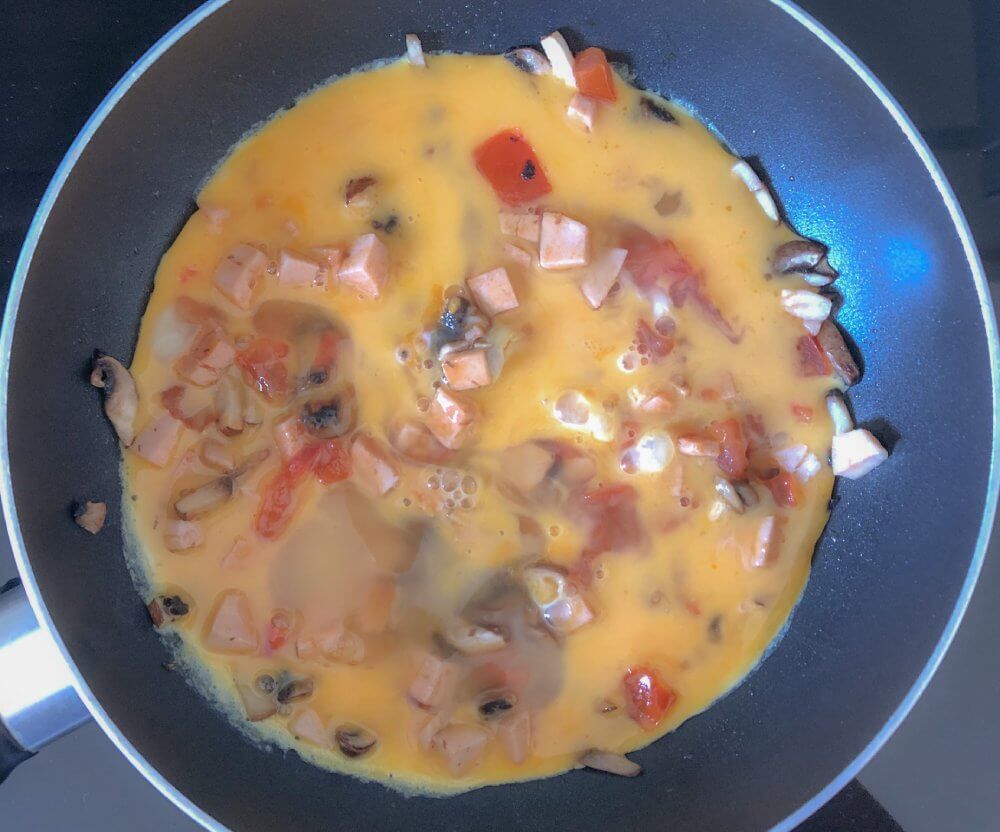 Mushroom, Tomato, and Sausage Omelette