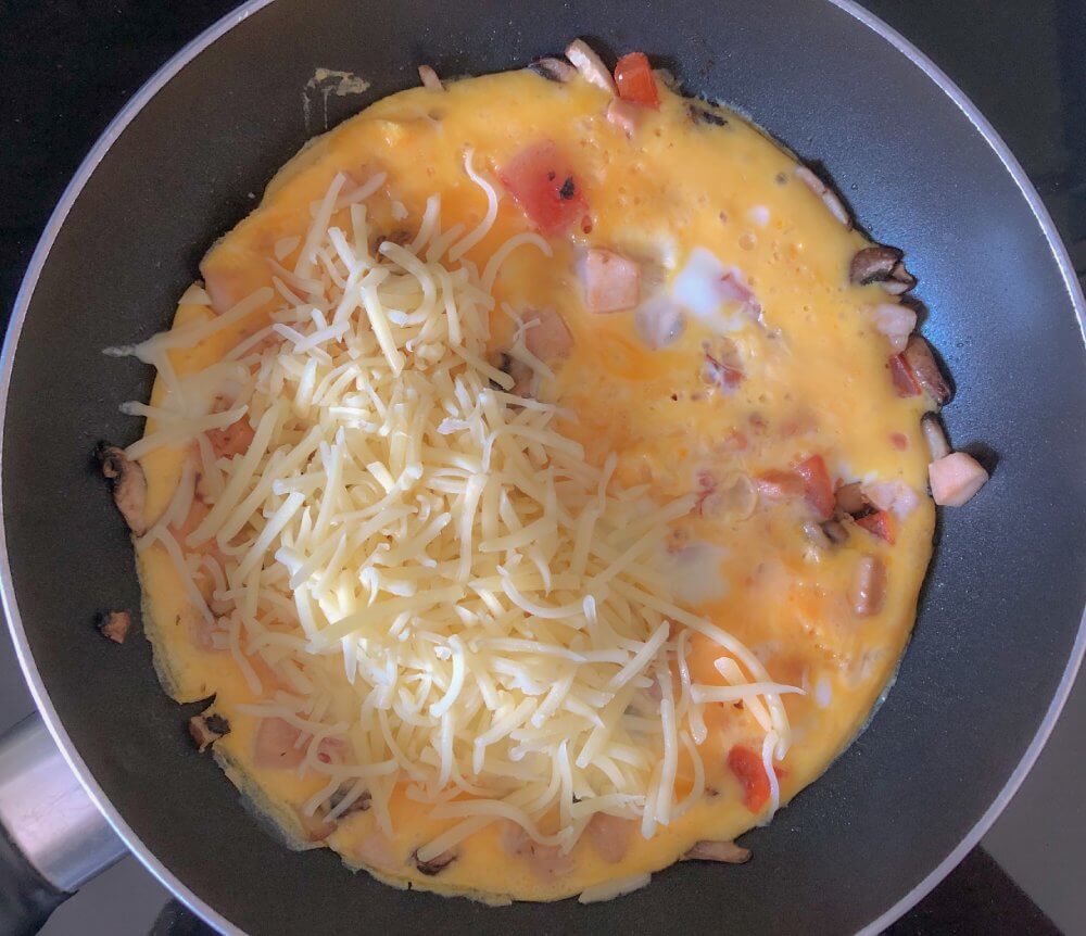 Mushroom, Tomato, and Sausage Omelette