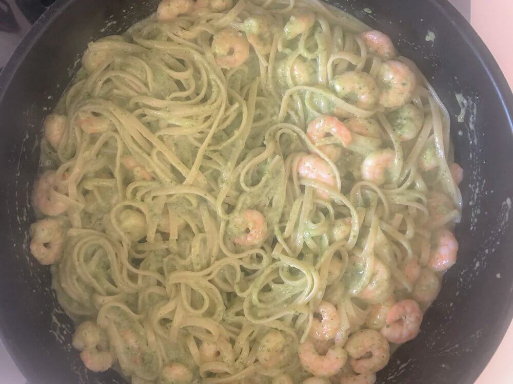 Shrimp Pasta with Pesto Sauce